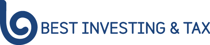 Logo of "Best Investing & Tax" featuring a stylized "b" design in blue on the left and the company name in blue text on the right.